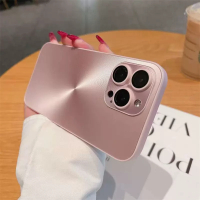 安美宝 苹果14promax手机壳iphone13磨砂新款12镜头膜11全包pro防摔14plus硬壳简约男女保护套 粉紫色【极光-自带镜头膜】 iPhone14Pro