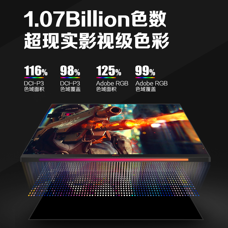 AOC爱攻 AG274QXM 27英寸显示器 2K高清170HZ旋转升降可壁挂1MS响应内置音箱10.7亿显示防撕裂Type-C接口充电台式液晶电脑电竞游戏显示屏