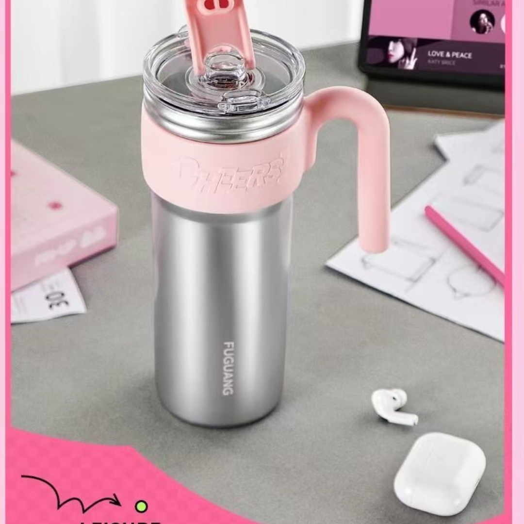 富光FGZ2369-1000巨无霸保温杯网红吨吨吸管杯银色1000ml高清大图