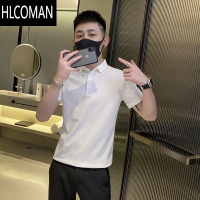 HLCOMAN2024年青年纯色短袖Polo衫休闲男装上衣冰丝夏季韩版修身po衫男