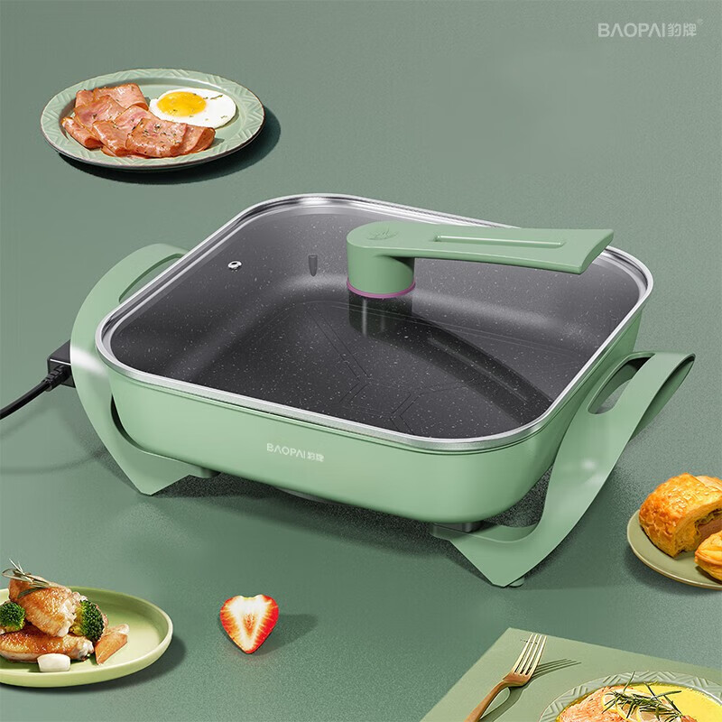 豹牌 BP-WD332 多功能电火锅 方锅 一锅多用 4L大容量 1500W功率高清大图