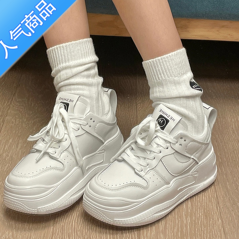 SUNTEK厚底老爹鞋女ins潮2023新款小众百搭透气小白鞋运动休闲鞋高清大图