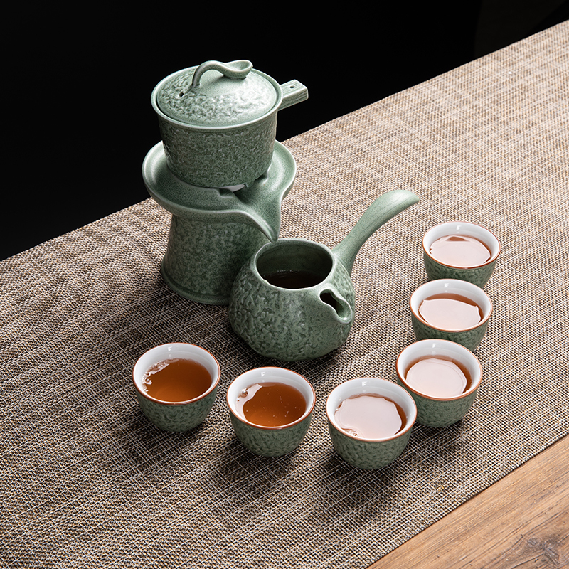 唐宏坊 茶具套装半全自动家用陶瓷懒人茶具石磨茶壶茶杯礼品套装功夫茶具