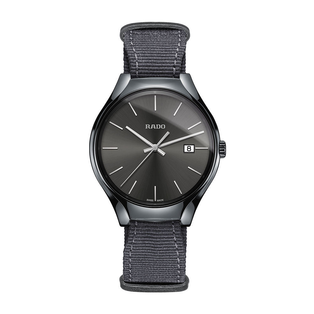 瑞士品牌rado雷达真系列男士石英表织物时尚腕表r27232106参数