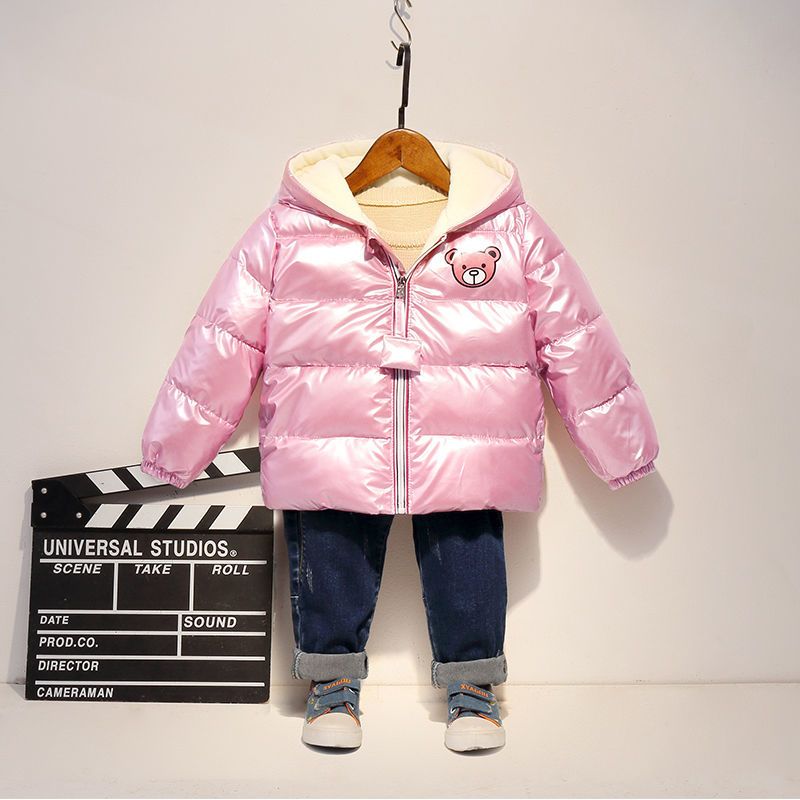 儿童羽绒棉衣银色亮面宝宝棉袄男童女童洋气加厚保暖冬季外套童装莎丞