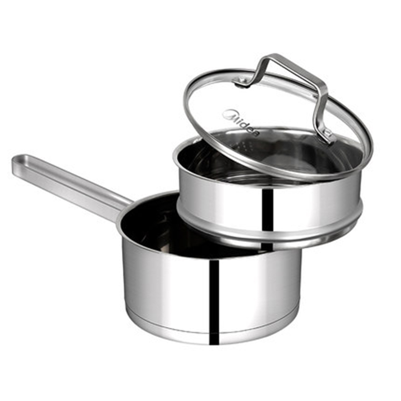 美的midea奶锅tg16n1304不锈钢不粘电电磁炉燃气灶两用辅食锅小汤锅