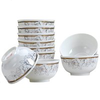 5英寸饭碗家用吃饭碗10只装中式陶瓷餐具创意小汤碗10个套装瓷碗