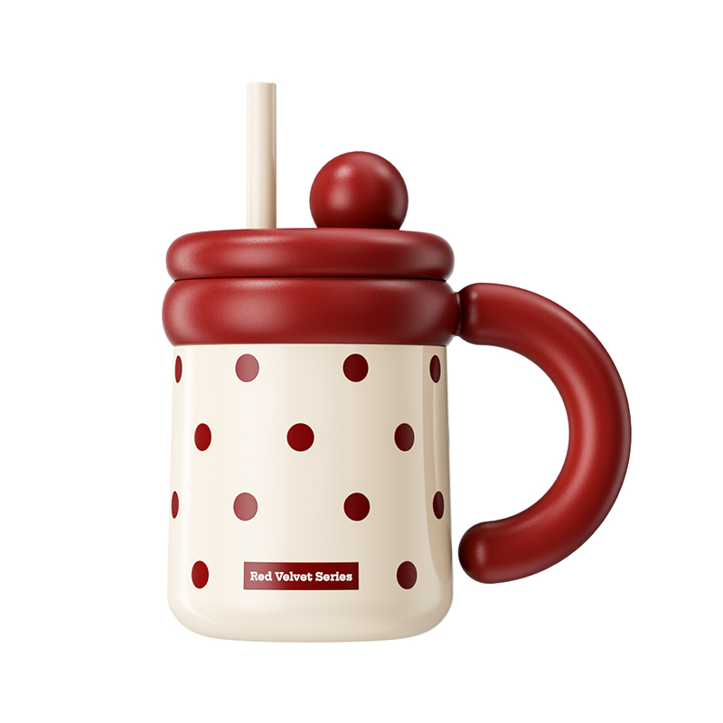 世大家 大艺术家桌面杯650ml陶瓷-赫本波点(红)高清大图