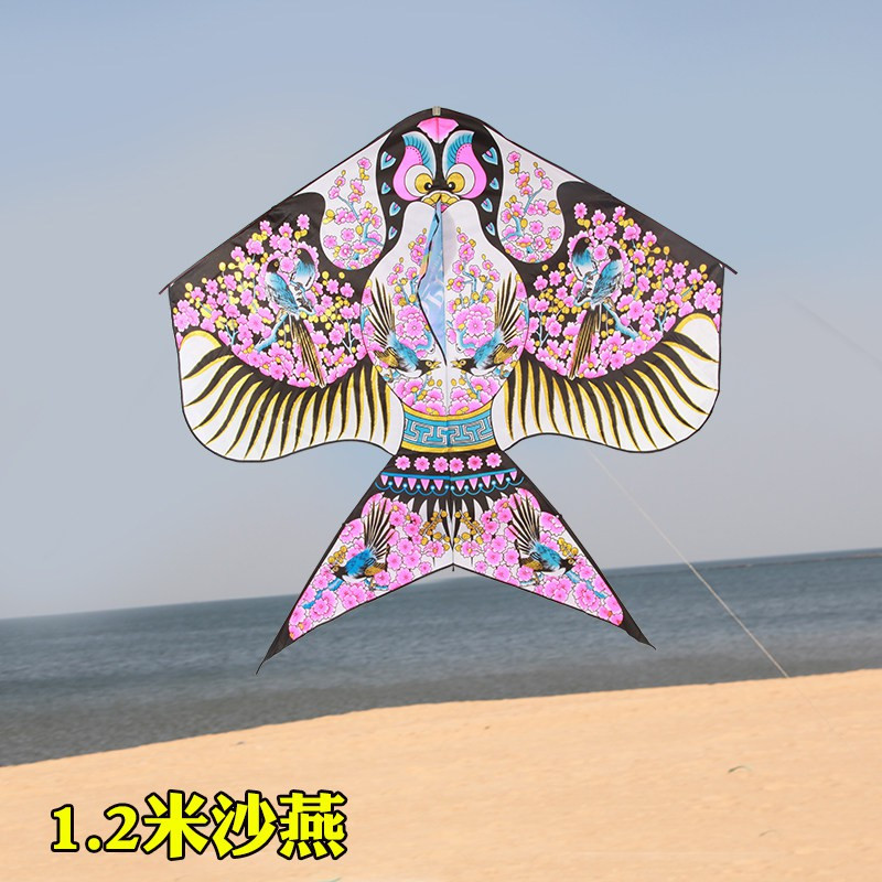 潍坊2020年新款沙燕风筝儿童卡通初学者微风易飞风筝大型风筝创意 三维工匠 1.2米沙燕+22小轴锁轮+500米线