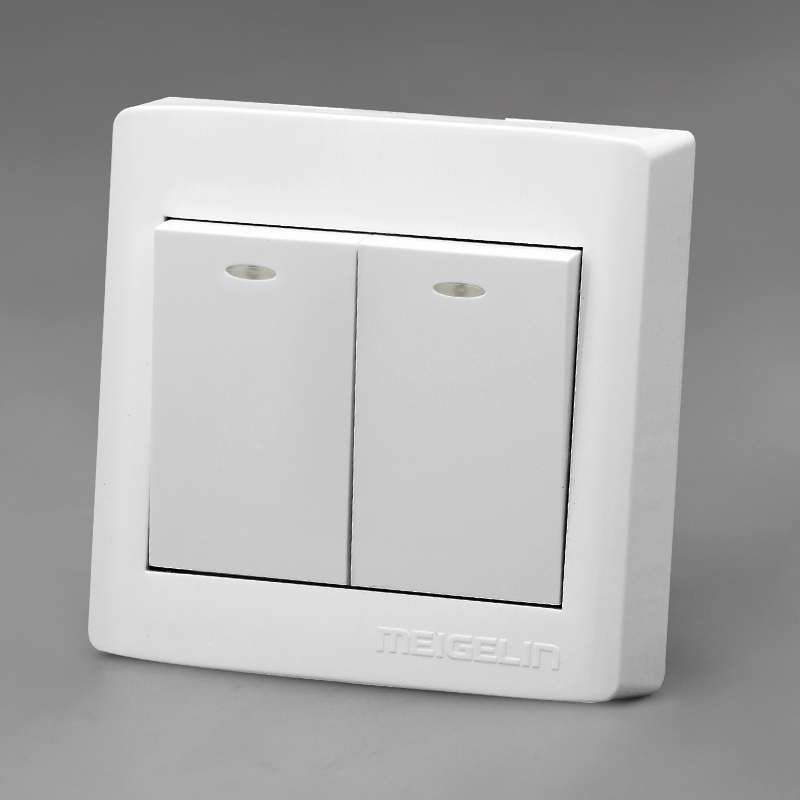 明装墙壁开关插座面板2开两开双开二开双控两位双联明线盒超薄