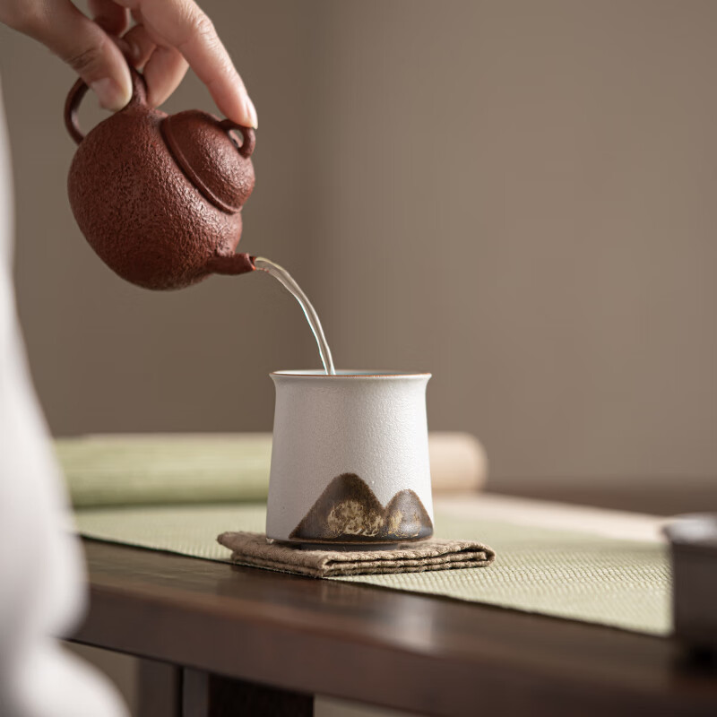 苏氏陶瓷/SUSHI CERAMICS J0808 手绘山水画茶杯三色功夫茶杯主人杯中国风千里江山文创伴手礼礼盒装)高清大图