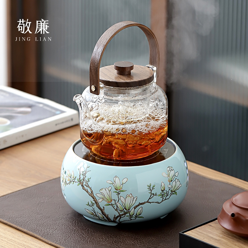 古达煮茶壶蒸煮茶壶玻璃电陶炉煮茶器套装茶具烧泡茶器