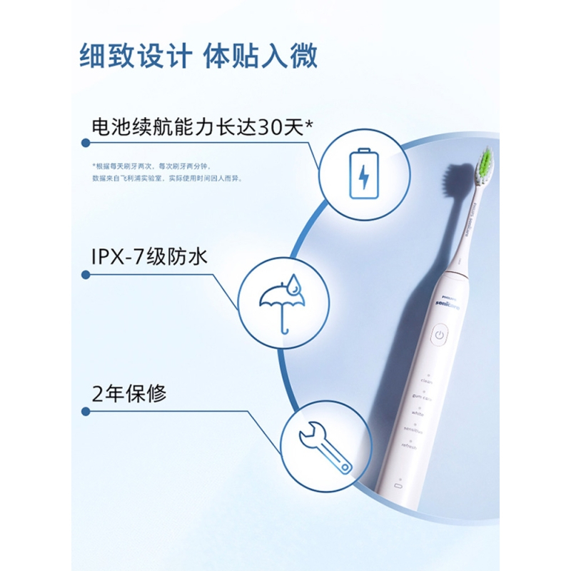 飞利浦(Philips)电动牙刷 声波震动 男女情侣 全自动5效宝藏刷 HX2471/03