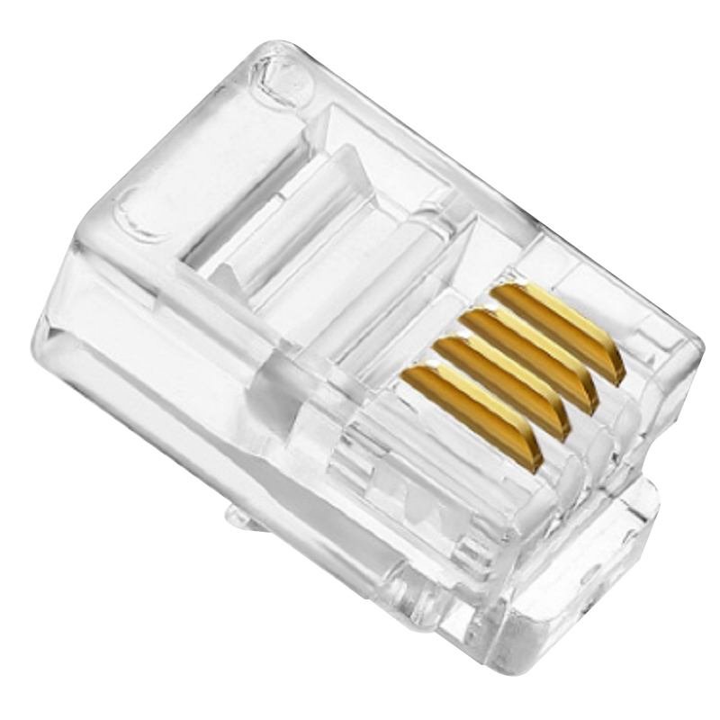 匠目 电话水晶头 6P4C 4芯电话线接头 RJ11水晶头 100个/包