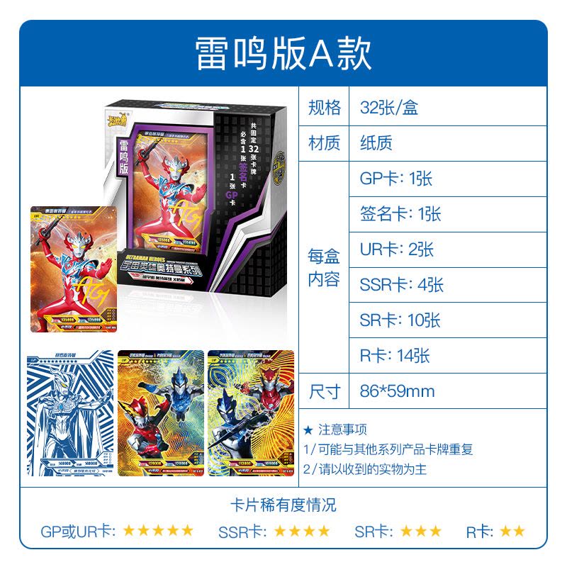 奥特曼卡片GP雷电版LGR雷霆UR雷鸣HR雷光SSR系列签名卡十星金卡全套卡牌 雷鸣版A款 第二弹图片