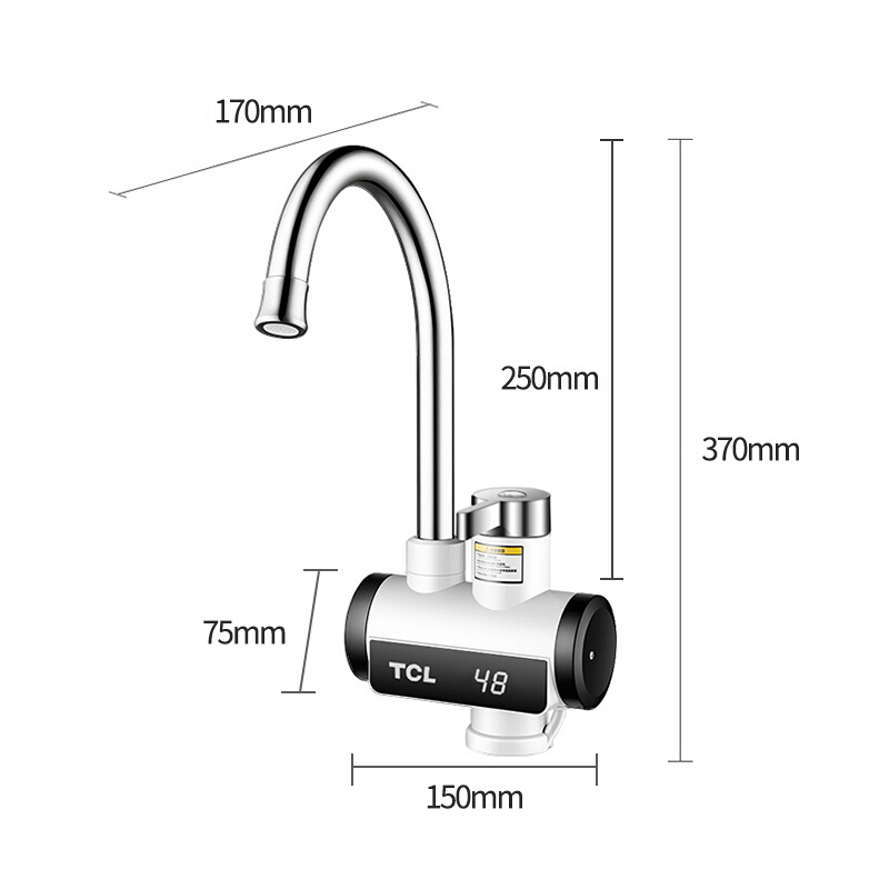 TCL即热式电热水龙头加热器速热水龙头厨房过水热小厨宝大屏温度显示 TDR-31IX03下进水