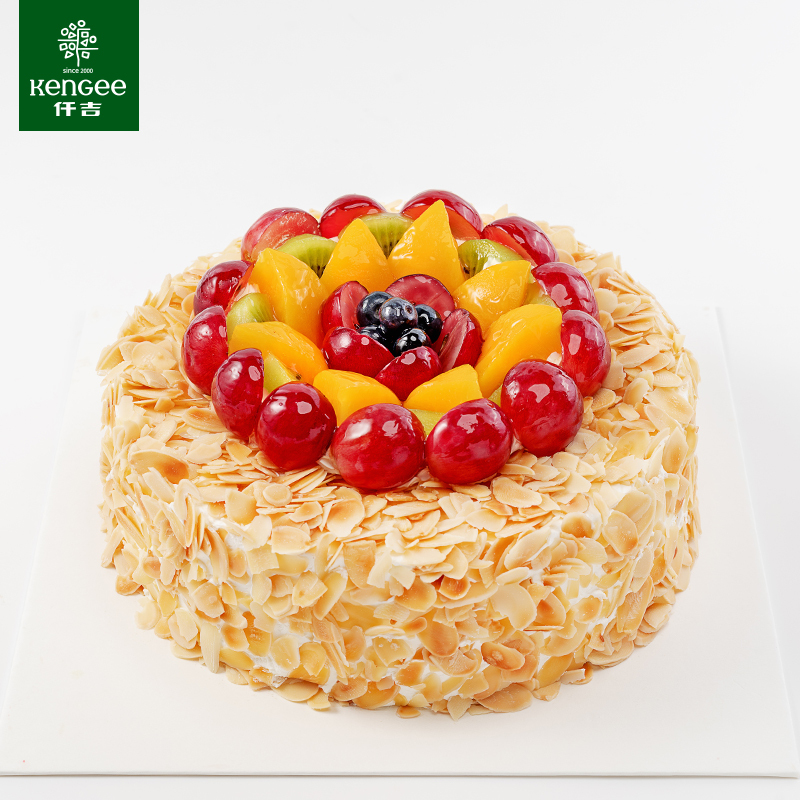 仟吉撒哈拉8英寸线下门店同款杏仁奶油水果生日蛋糕武汉三环内配送