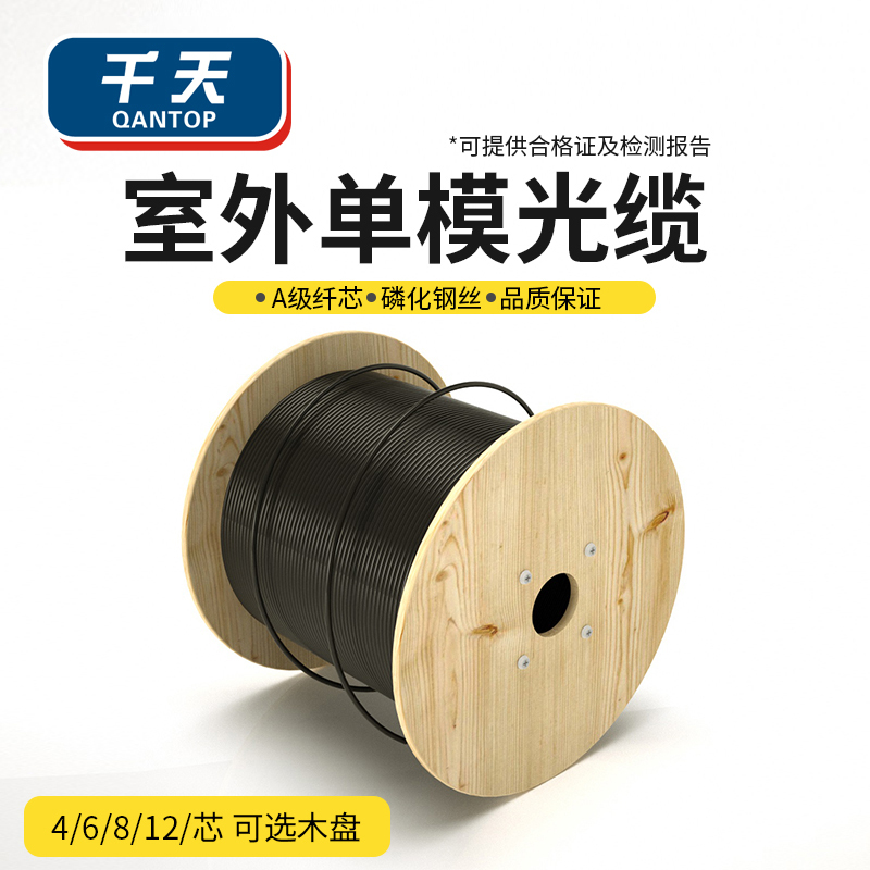 千天(QANTOP)单模GYXTW中心管式4芯光缆 室外铠装光纤线 室外铠装架空地埋管道光缆 1米 可定制长度