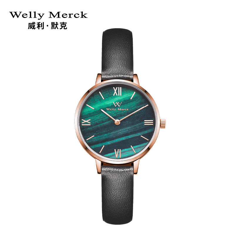 welly merck 威利默克手表女石英表小绿表超薄学生防水个性女士时尚潮流女表WM009L WM009L.L1RGR