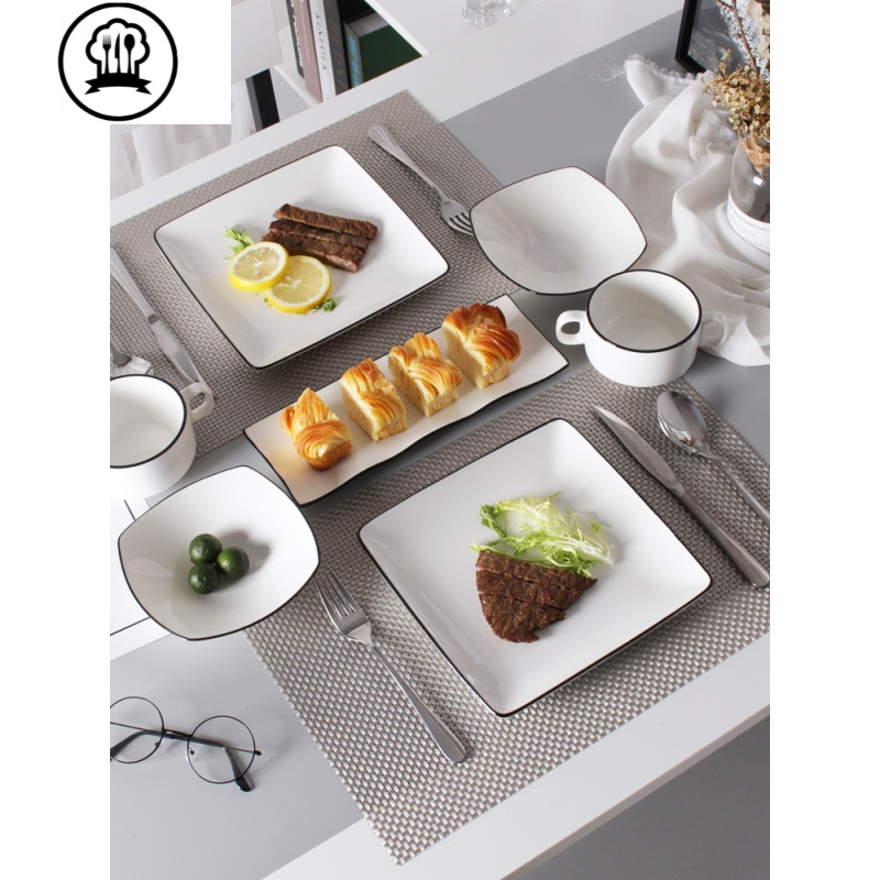 敬平jingping简约西餐牛排盘套装创意陶瓷餐具北欧家用牛排刀叉盘子