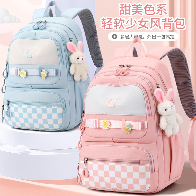 一禾亼初中学生书包中学减负护脊大容量高质量中学简约背包 紫色