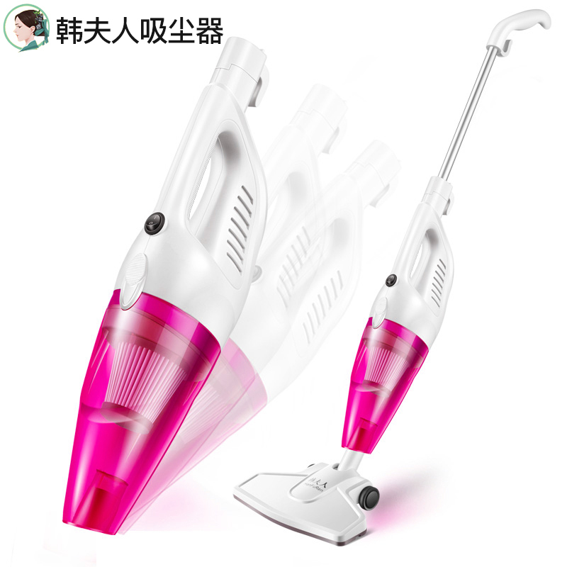 韩夫人吸尘器LF-07A 红色+九件套+2个过滤芯一机两用手持+推杆加大地刷强力除尘二合一 超静音 地毯地板瓷砖多用