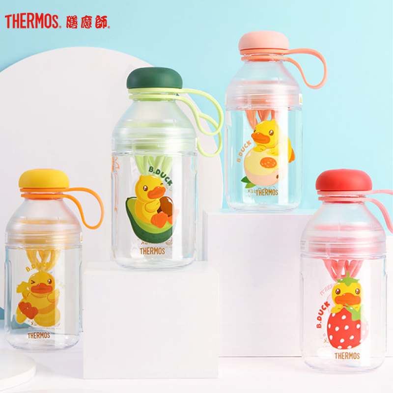 膳魔师（Thermos）塑料杯tcseB.Duck联名款元气水果奶昔榨汁杯摇摇杯男女学生随手杯430ML手提高清大图