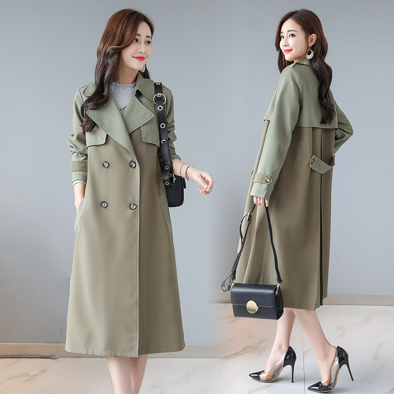 军绿色风衣女士中长款女士秋季新品时尚气质韩版个性港风年轻外套