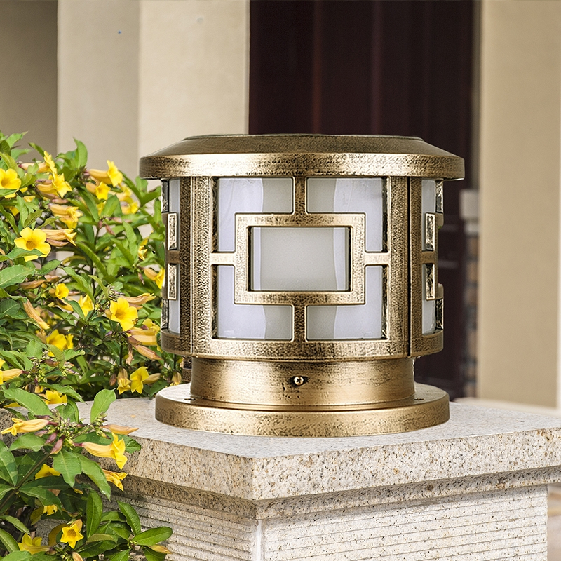 邦可臣圆形户外柱头灯太阳能围墙门柱灯欧式别墅庭院景观大门柱子灯