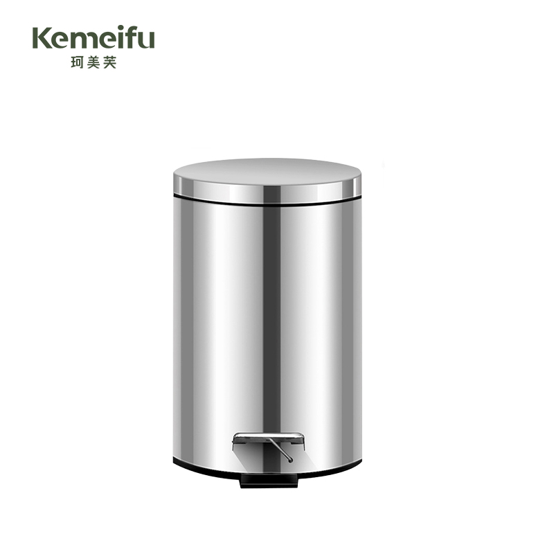 珂美芙 不锈钢翻盖垃圾桶 圆形5L 个