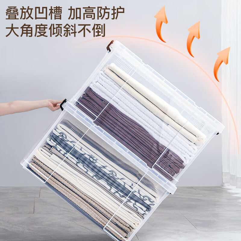 禧天龙(Citylong) X-6030大力士收纳箱2个装(透明白)有盖大号储蓄储物收纳箱子加厚直角收纳箱高清大图
