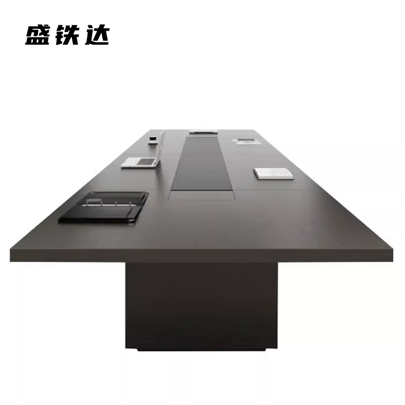 盛铁达 檀木色会议桌4500*1500*750mm STD-XTHY27 张高清大图