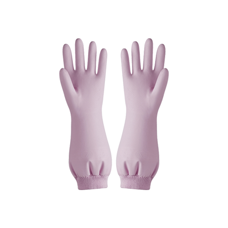 一倍加绒橡胶家务手套紫色M码国产保暖防滑1双装