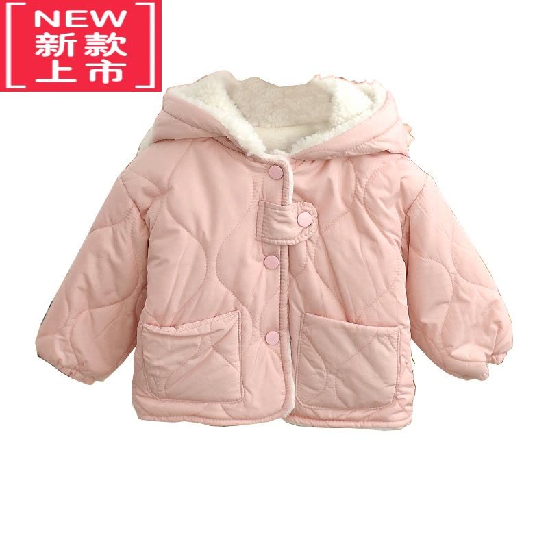 可莉允女童棉衣女宝宝连帽加绒加厚外套可爱韩版洋气1-3岁2短款婴儿棉袄棉服图片