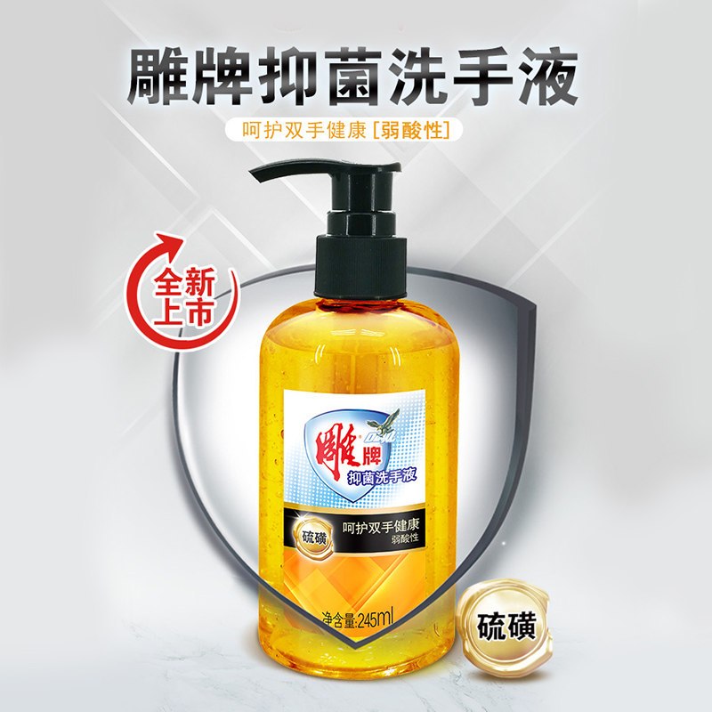 雕牌洗手液245ml雕牌抑菌洗手液(硫磺) 一箱(12瓶)(Z)