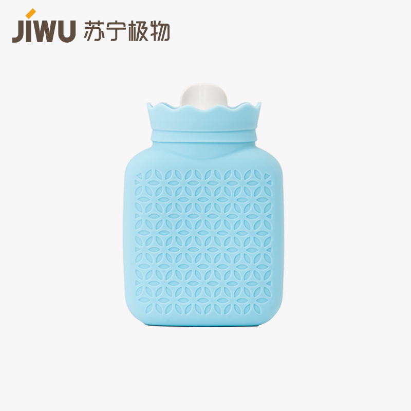 苏宁极物 随身硅胶暖水袋热水袋女注水暖肚子灌水暖水袋防爆暖脚绒布暖手宝