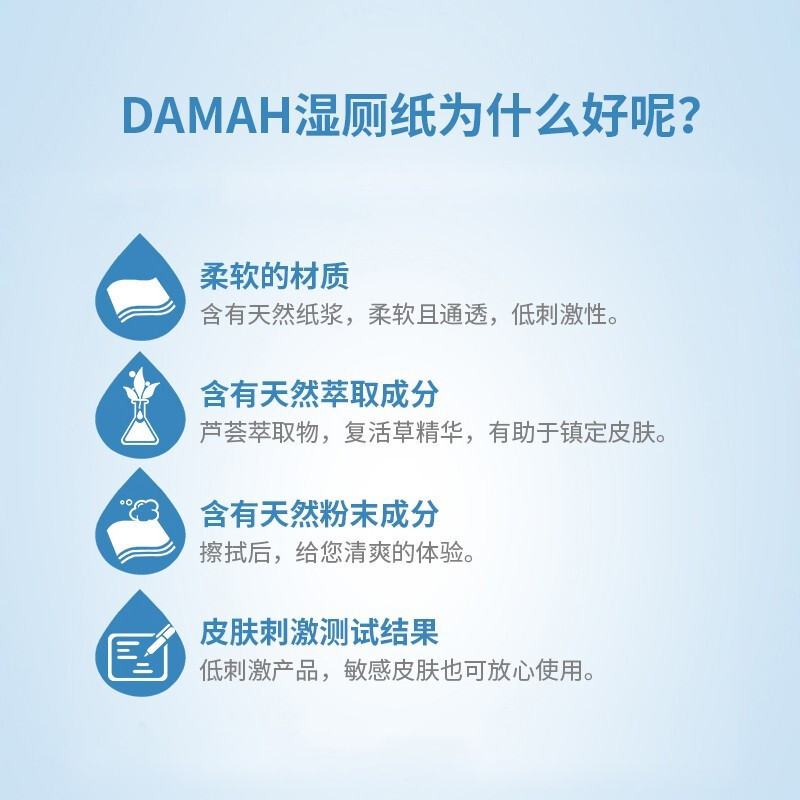 黑魔法(DAMAH DARK MAGIC) DAMAH湿厕纸60抽*2包高清大图