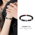 999足银3D硬复古霸气男貔貅手链黑曜石手串女七夕情人节生日纪念送男友女友 招财貔貅-女款
