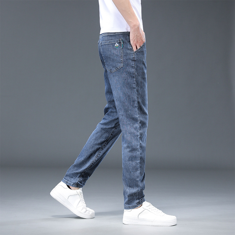 弹力秋冬厚款男士牛仔裤修身小直筒休闲潮流宽松百搭新款长裤903高清大图