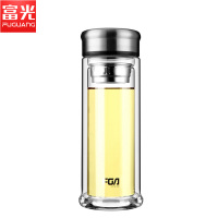 富光(FUGUANG) 玻璃杯WFB1017-320 320ml双层耐热玻璃杯男女水杯过滤带盖杯子便携泡茶杯