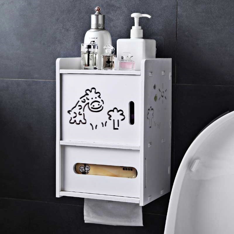 闪电客卫生间抽纸盒洗手间厕所放卫生纸的合子置物架创意壁挂式萌萌可