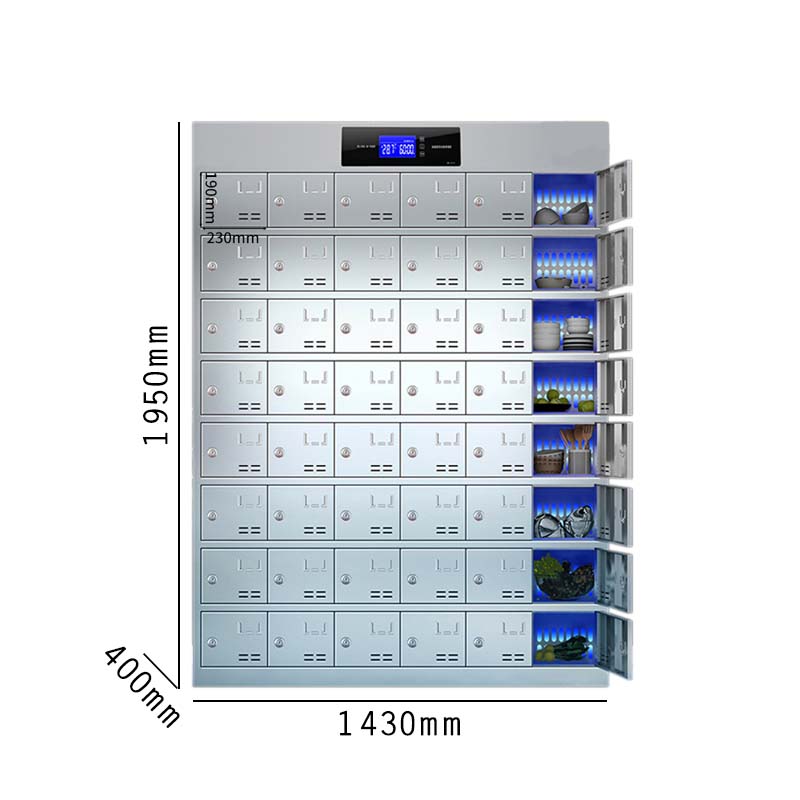 正斌不锈钢员工食堂消毒碗柜餐厅紫外线高温餐盘餐具柜多格饭盒储物柜48门碗柜 紫外线消毒+高温热风循环高清大图