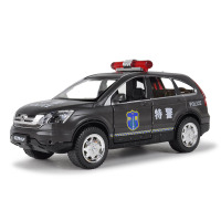 仿真合金警车消防车小汽车模型儿童玩具车特警回力车套装声光 (语音)加长悍马皮卡-白