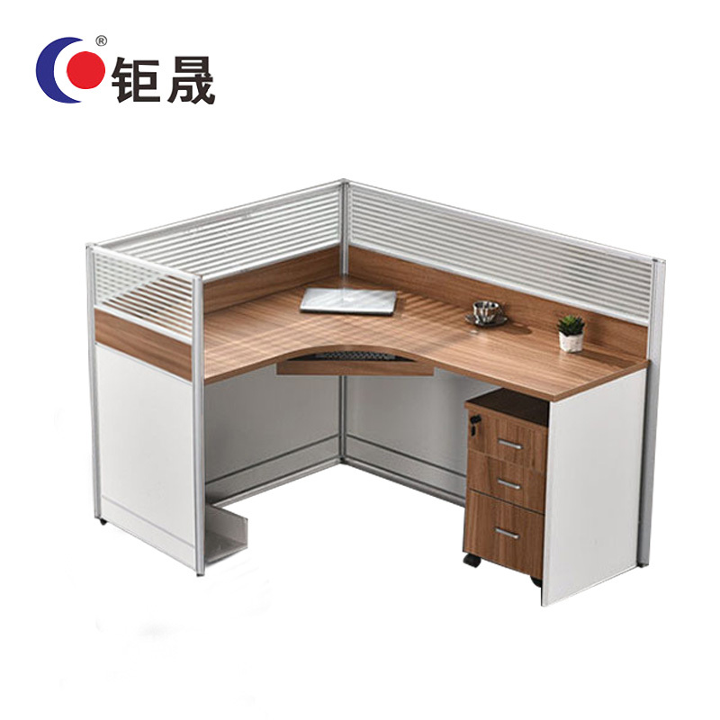 钜晟 办公桌板式屏风桌1.4米L型单人位职员桌电脑桌JS-L1401