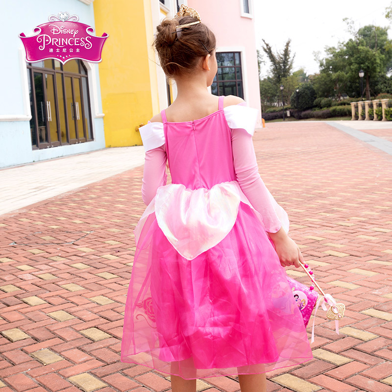 Disney迪士尼儿童女生睡美人连衣裙节日礼服裙演出服-4489-玫红