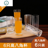 加厚耐热玻璃杯子家用带把泡茶水杯啤酒杯牛奶杯果汁杯茶杯六件套 封后 6只玻璃八角杯