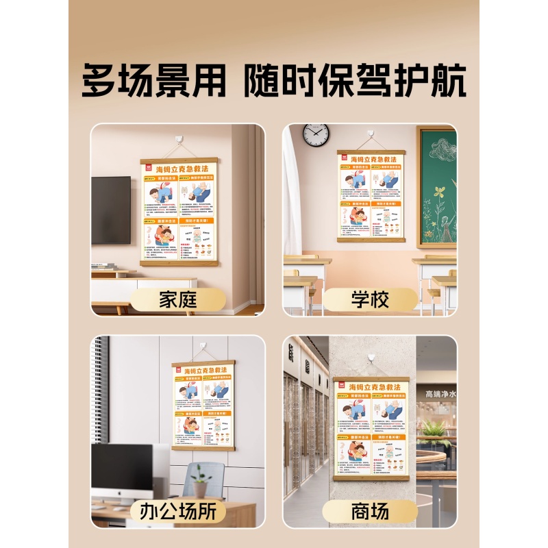 海姆立克急救法挂图安全知识挂图预防儿童呛奶急救抢救家用挂画高清大图