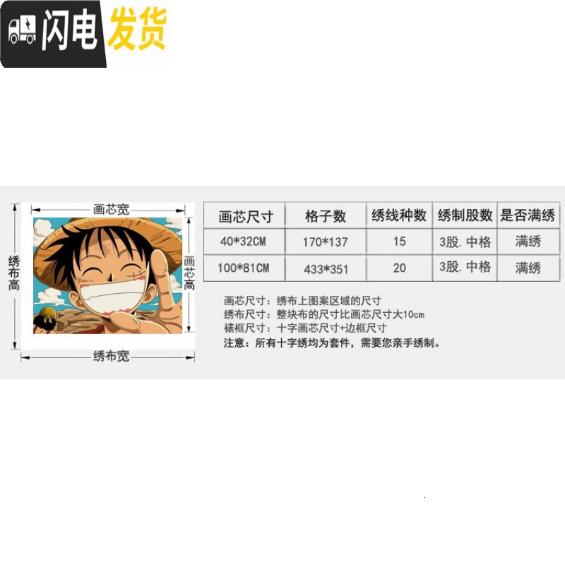 三维工匠精品海贼王帽路飞十字绣卡通动漫动画人物可爱刺绣钻石画挂画 如需钻石画请联系客服高清大图