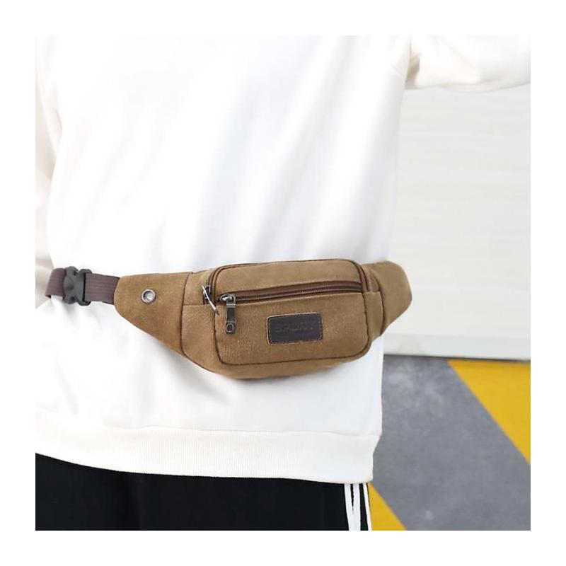 新款帆布腰包男士多功能贴身腰包手机腰包女士运动休闲跑步包胸包
