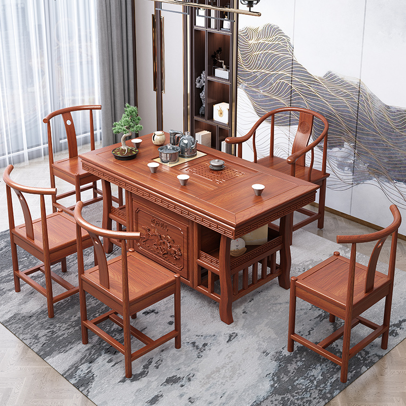 航竹坊茶几3251 茶桌椅组合实木功夫泡茶台套装家用茶桌茶具一体泡茶